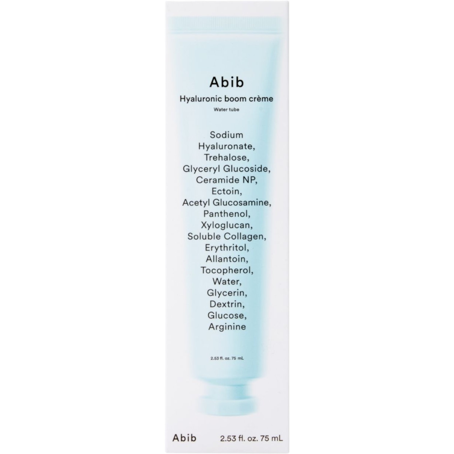 Abib Hyaluronic Boom Creme Water Tube, Nawilżający krem o lekkiej, żelowo-kremowej konsystencji, 75 ml