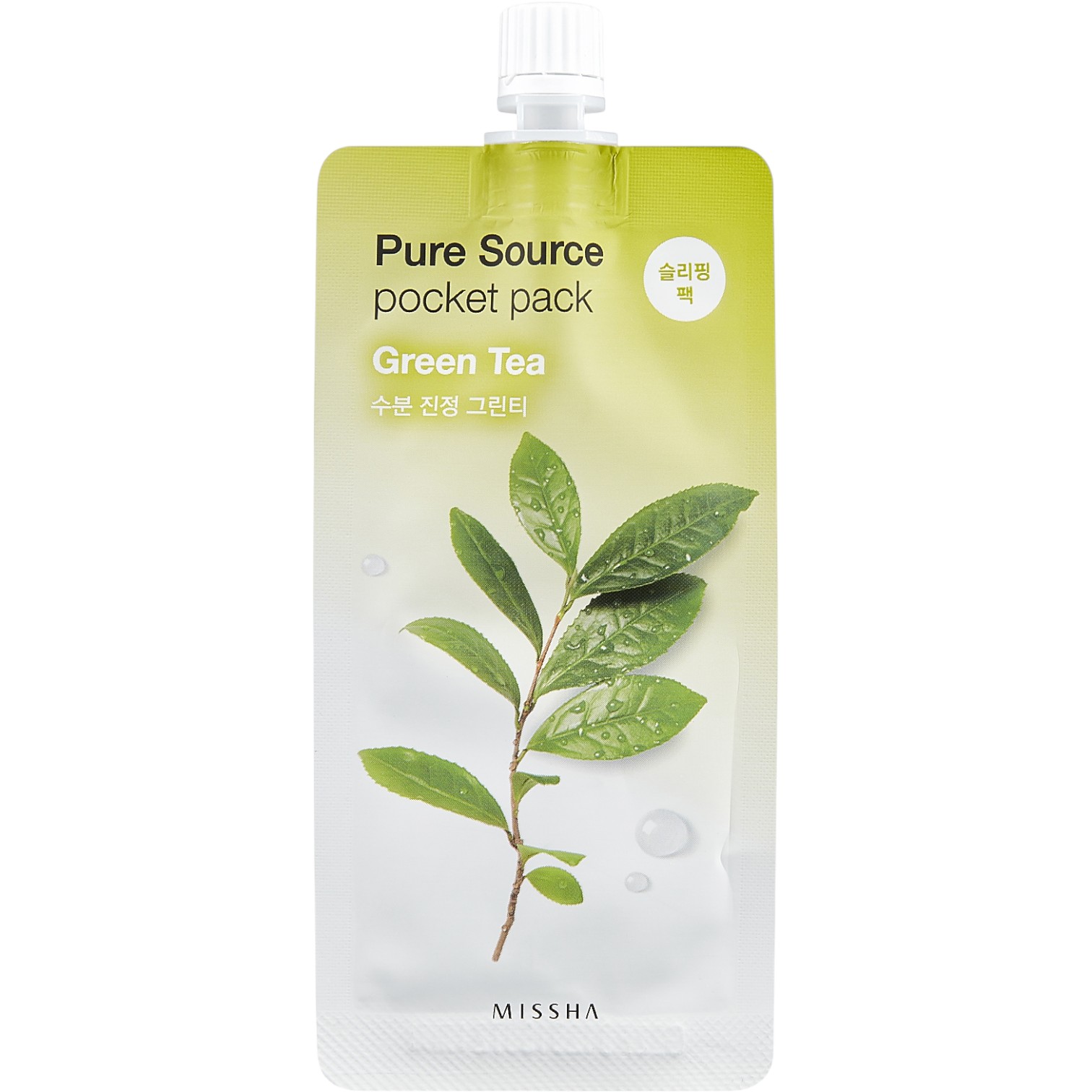 Missha Pure Source Pocket Pack Green Tea, Maseczka nawilżająco-kojąca w płachcie, 10 ml