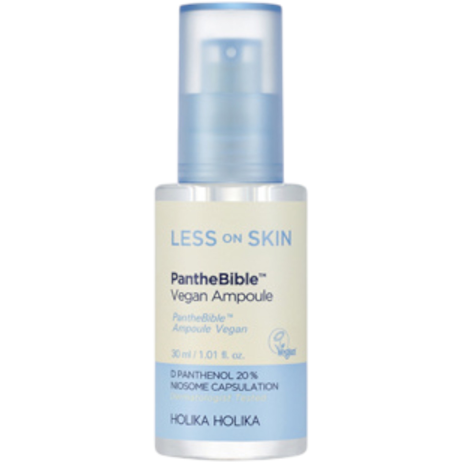 Holika Holika Less On Skin Panthebible Vegan Ampoule, Skoncentrowana ampułka do twarzy do skóry wrażliwej i podrażnionej, 30 ml