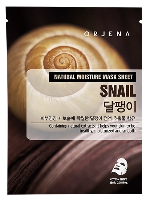 Orjena Natural Moisture Snail Mask Sheet, Nawilżająca maska do twarzy