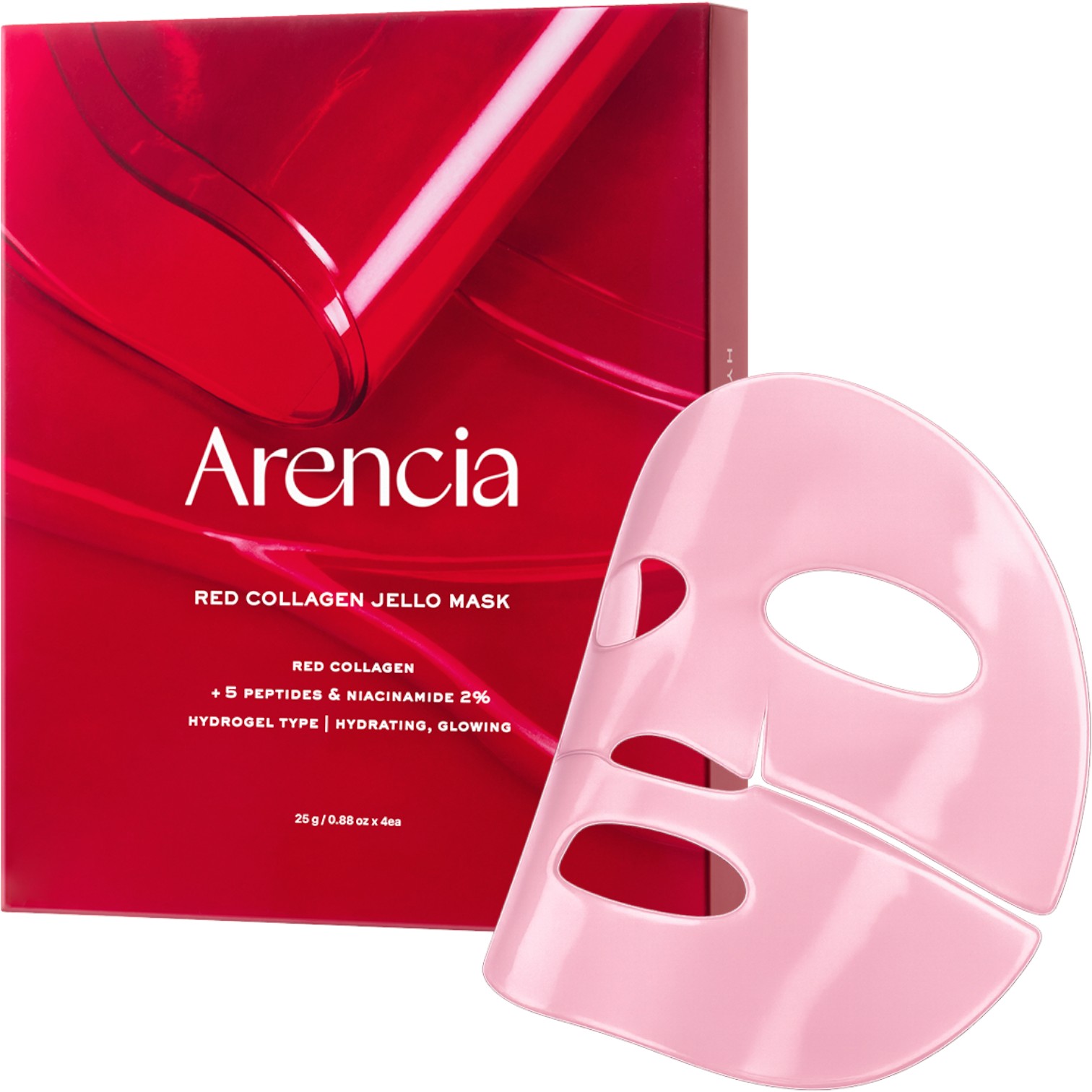 Arencia Red Collagen Jello Mask, Żelowa maska kolagenowa, 4szt