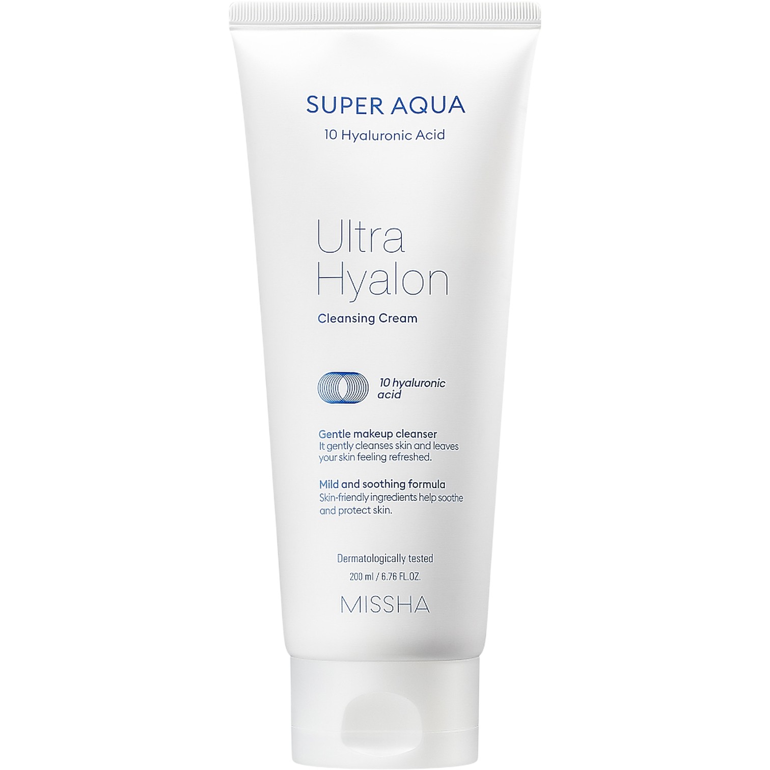 Missha Super Aqua Ultra Hyalron Cleansing Cream, Nawilżający krem do oczyszczania twarzy z kompleksem kwasu hialuronowego, 200 ml