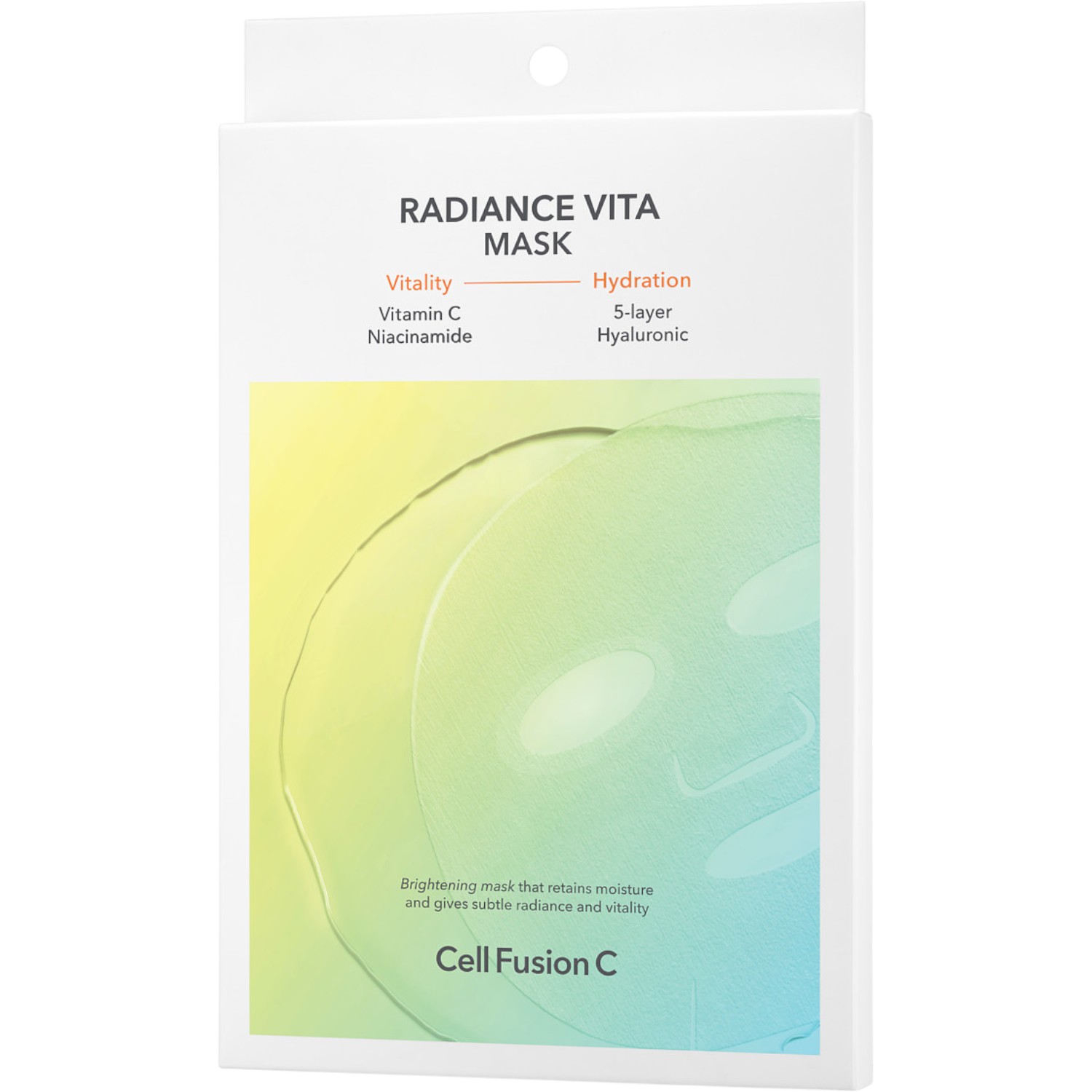 Cell Fusion C Radiance Vita, Maschera in tessuto con vitamina C + B3 ed ectoina, 5x25g