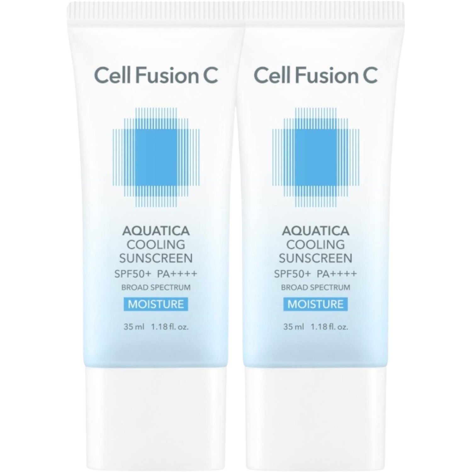 Cell Fusion C Aquatica Cooling Sunscreen, Crema solare rinfrescante e idratante SPF50+/PA++++, 2x35ml