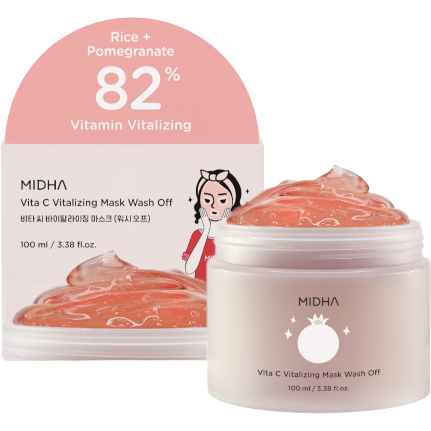 Midha Vita C Vitalizing Mask Wash-off, Maseczka do twarzy z witaminą C i ryżem