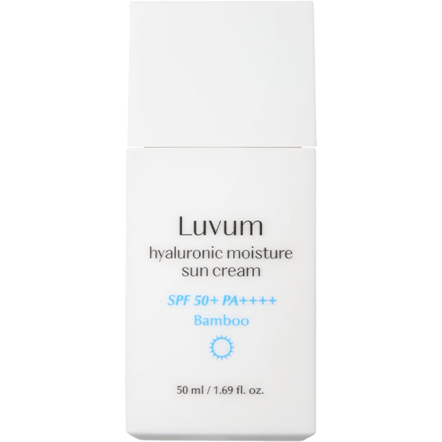 Luvum Bamboo Hyaluronic Moisture Suncream, Lekki krem przeciwsłoneczny do twarzy, SPF 50+ PA++++