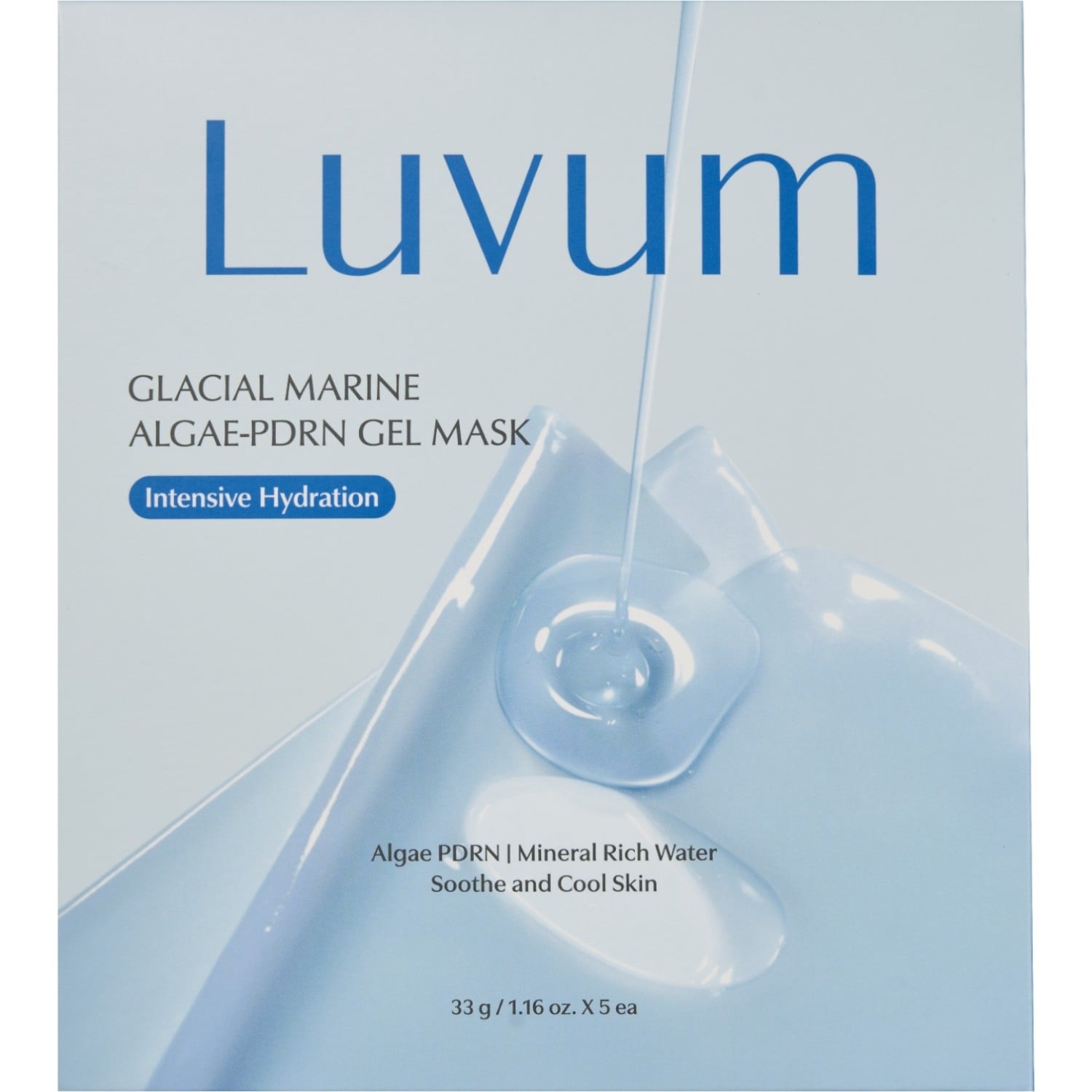 Luvum Glacial Marine Algae-PDRN Gel Mask, Kojąca hydrożelowa maska do twarzy z PDRN, 5szt