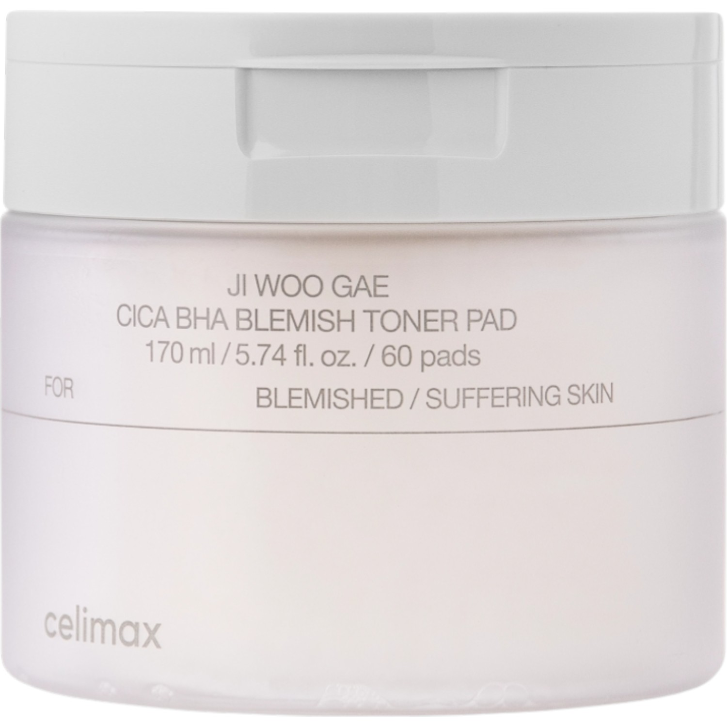 Celimax Ji Woo Gae Cica BHA Blemish Toner Pad, Płatki Złuszczające do Twarzy, 60szt