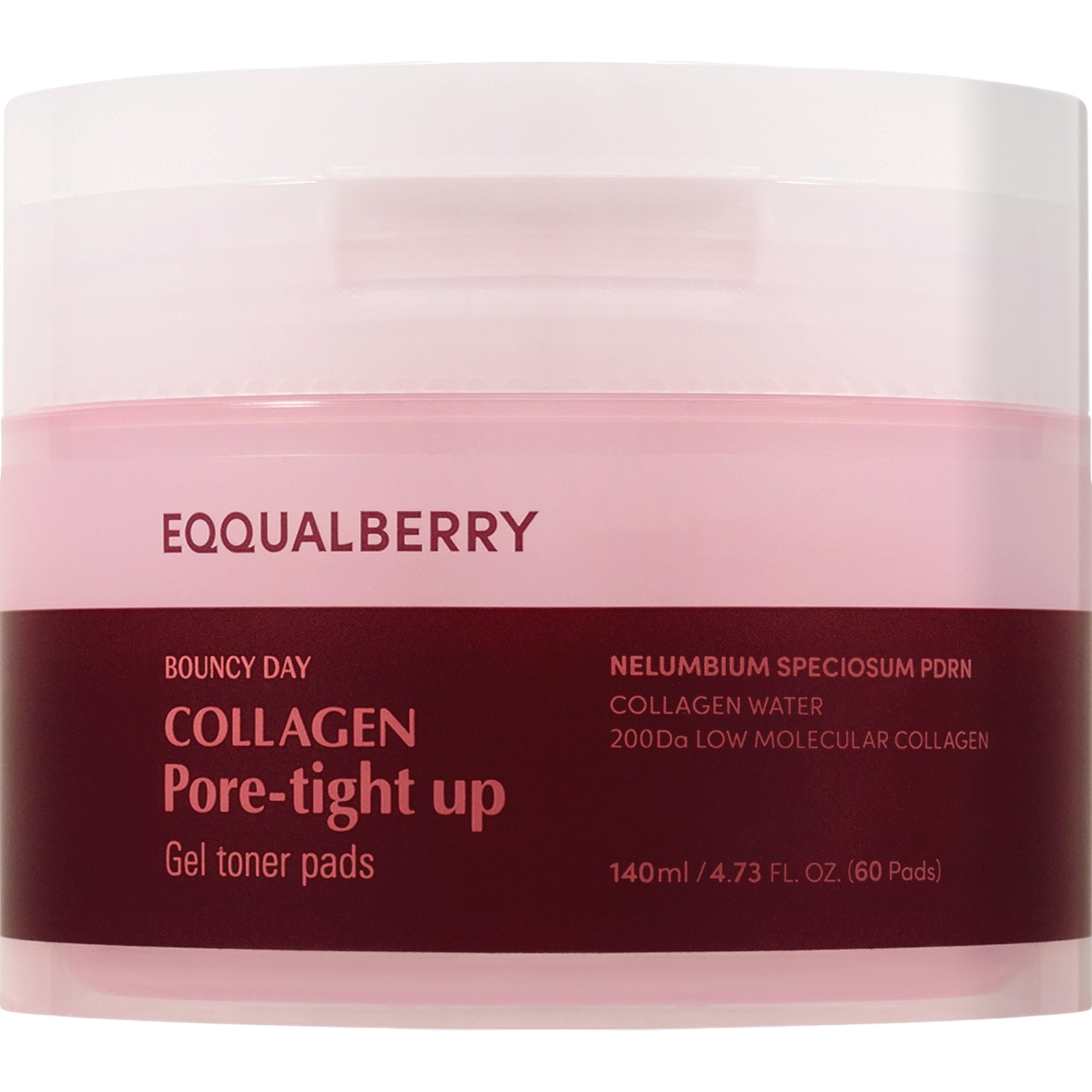 Eqqualberry Collagen Pore-Tight Up Gel, Dischetti per il viso con gel al collagene per restringere i pori, 60 pezzi
