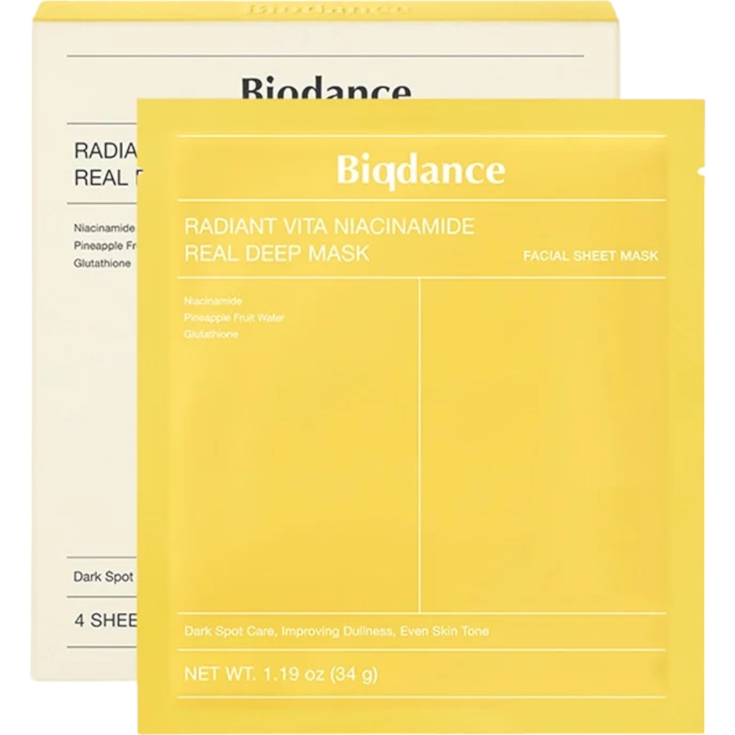 Biodance Radiant Vita Niacinamide Real Deep Mask, 4 pezzi