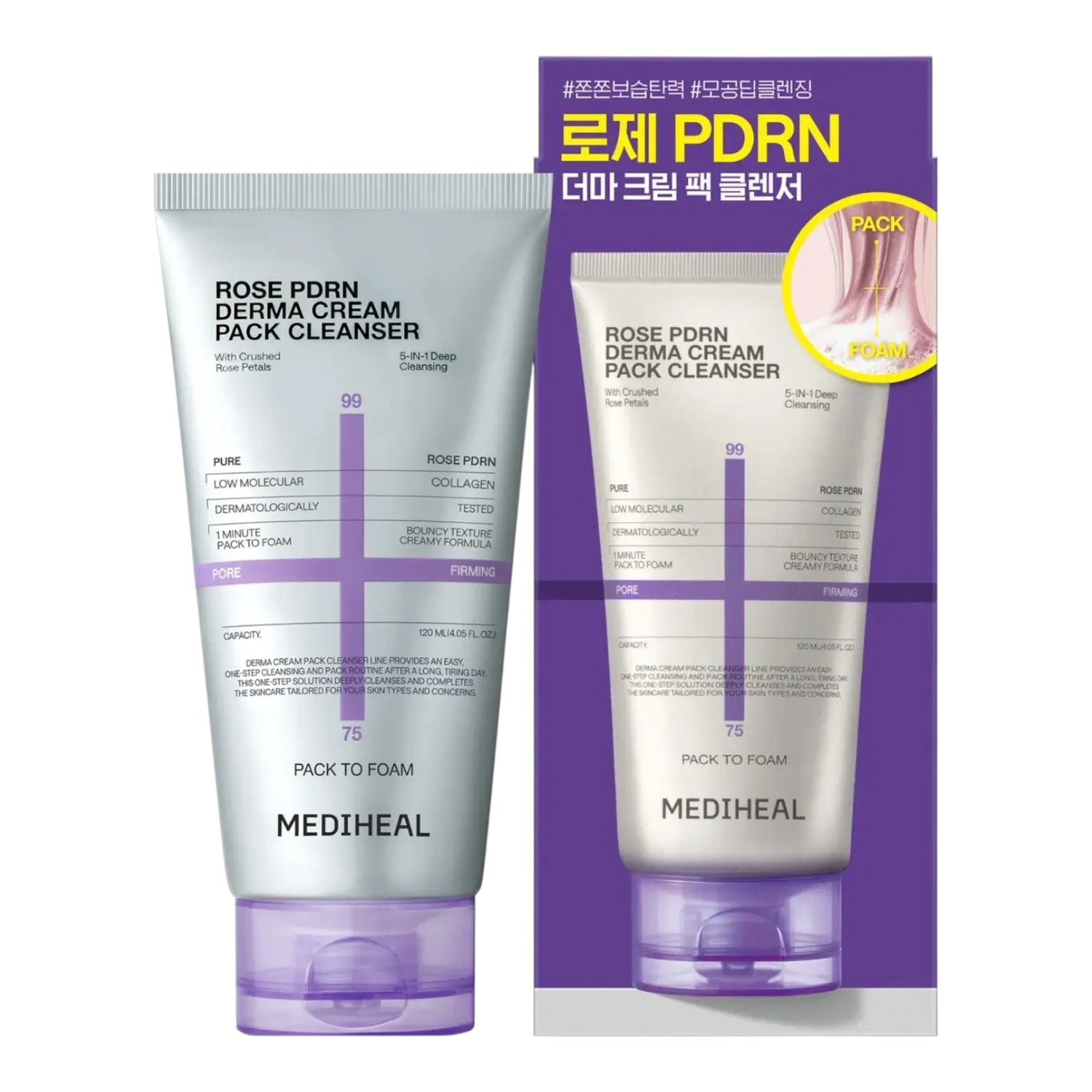 Mediheal Derma Cream Pack Cleanser Rose PDRN Pore Firming, 120 ml