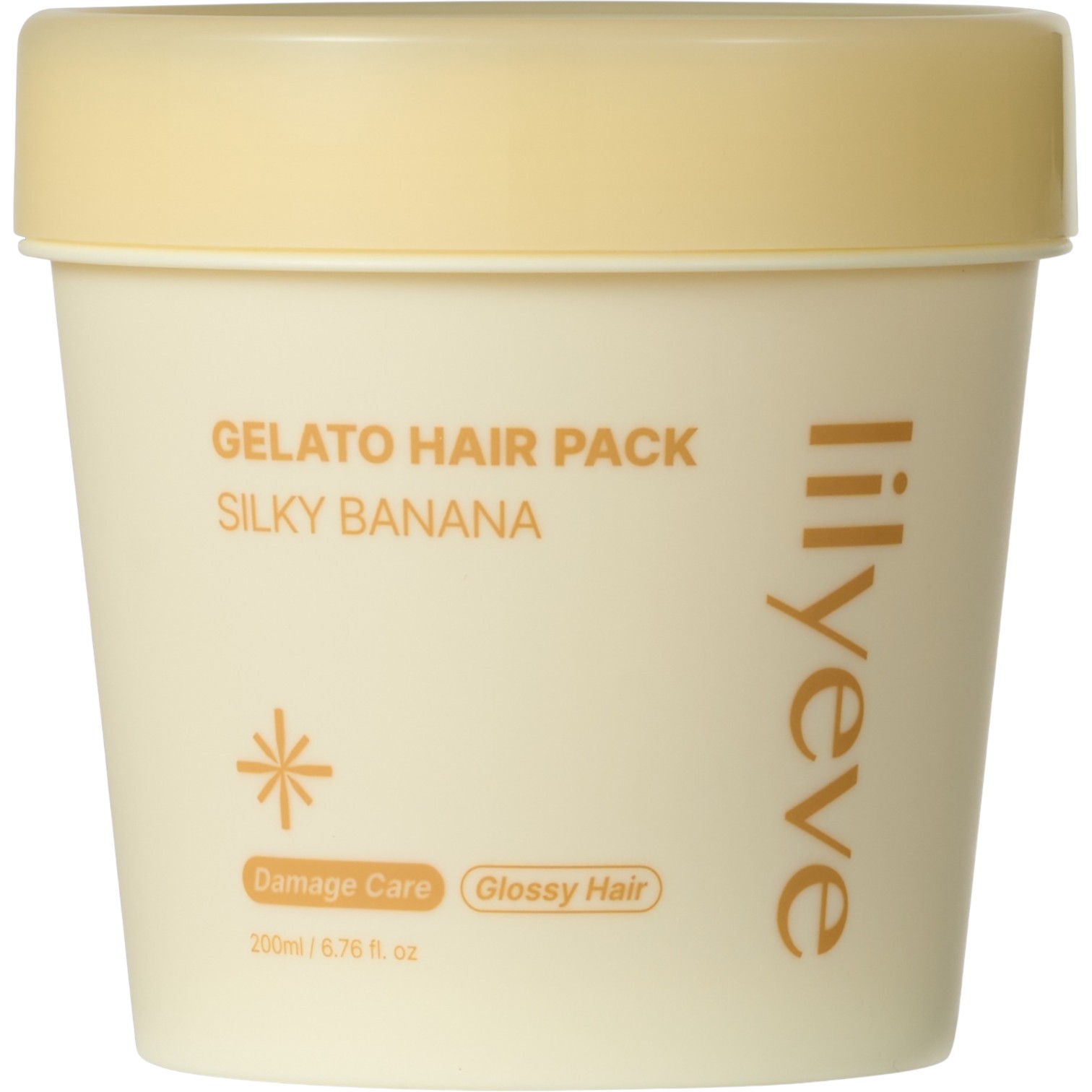 Lilyeve Gelato Hair Pack Silky Banana, Kuracja proteinowa do włosów suchych, szorstkich, puszących się, zniszczonych i pozbawionych blasku, 200 ml
