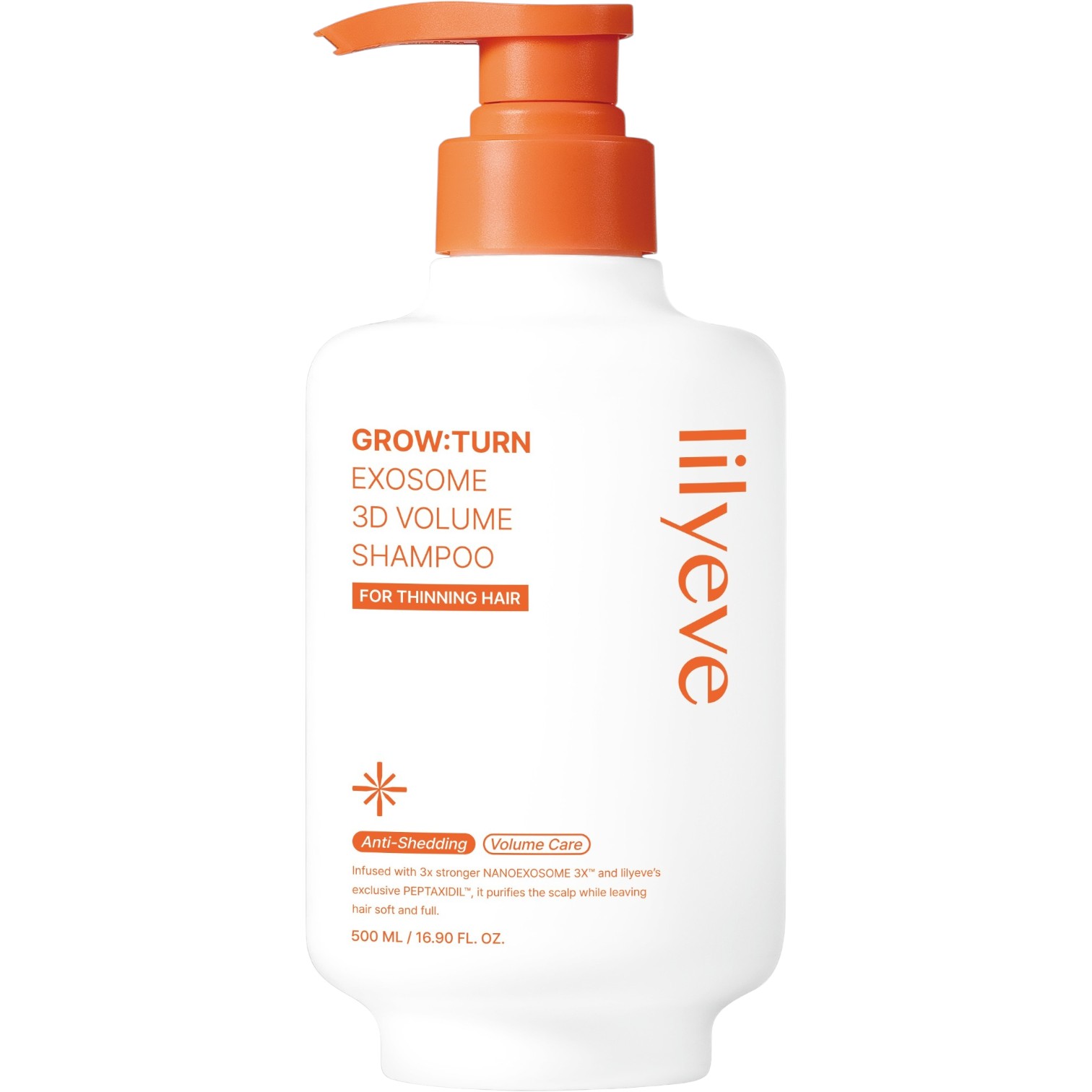 Lilyeve Exosome 3D Volume Shampoo, Wzmacniający szampon do skóry głowy i włosów zwiększający objętość, 500 ml