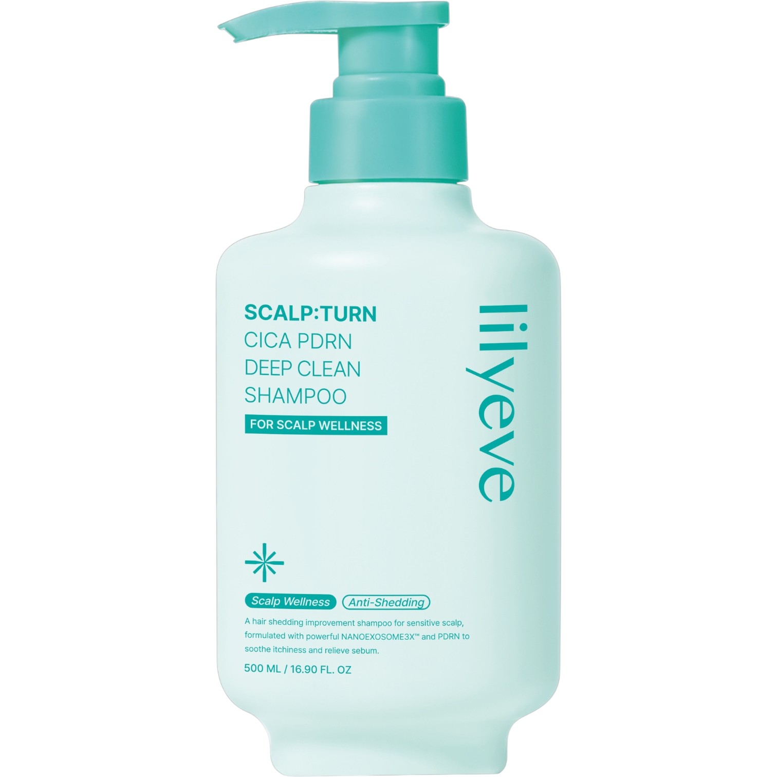 Lilyeve Cica PDRN Deep Clean Shampooo, Specjalistyczny szampon do głębokiego oczyszczania skóry głowy, 500 ml