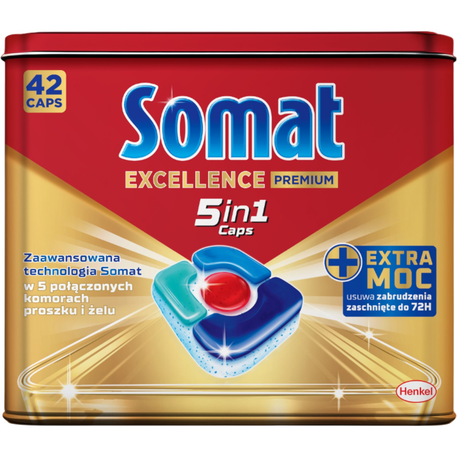 Somat Tabletki Do Zmywarki Excellence 5in1, 42 Kapsułi + Puszka
