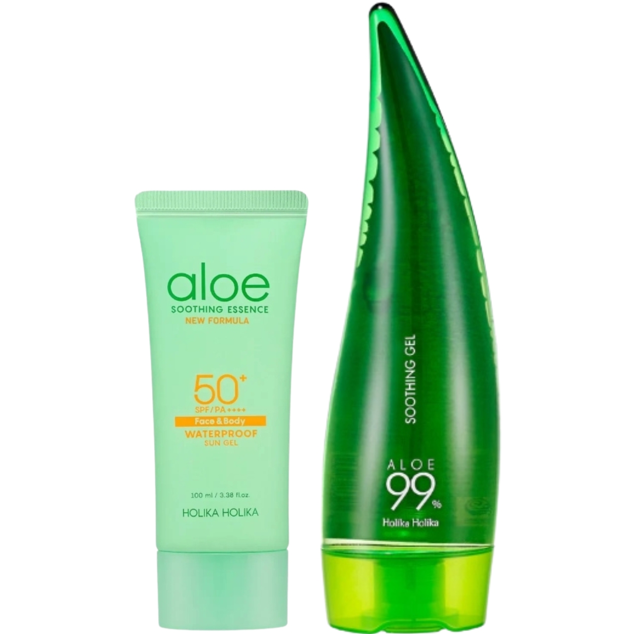 Holika Holika Set: Aloe Sun Gel SPF50+ 100ml + Gel di aloe 99% 250ml