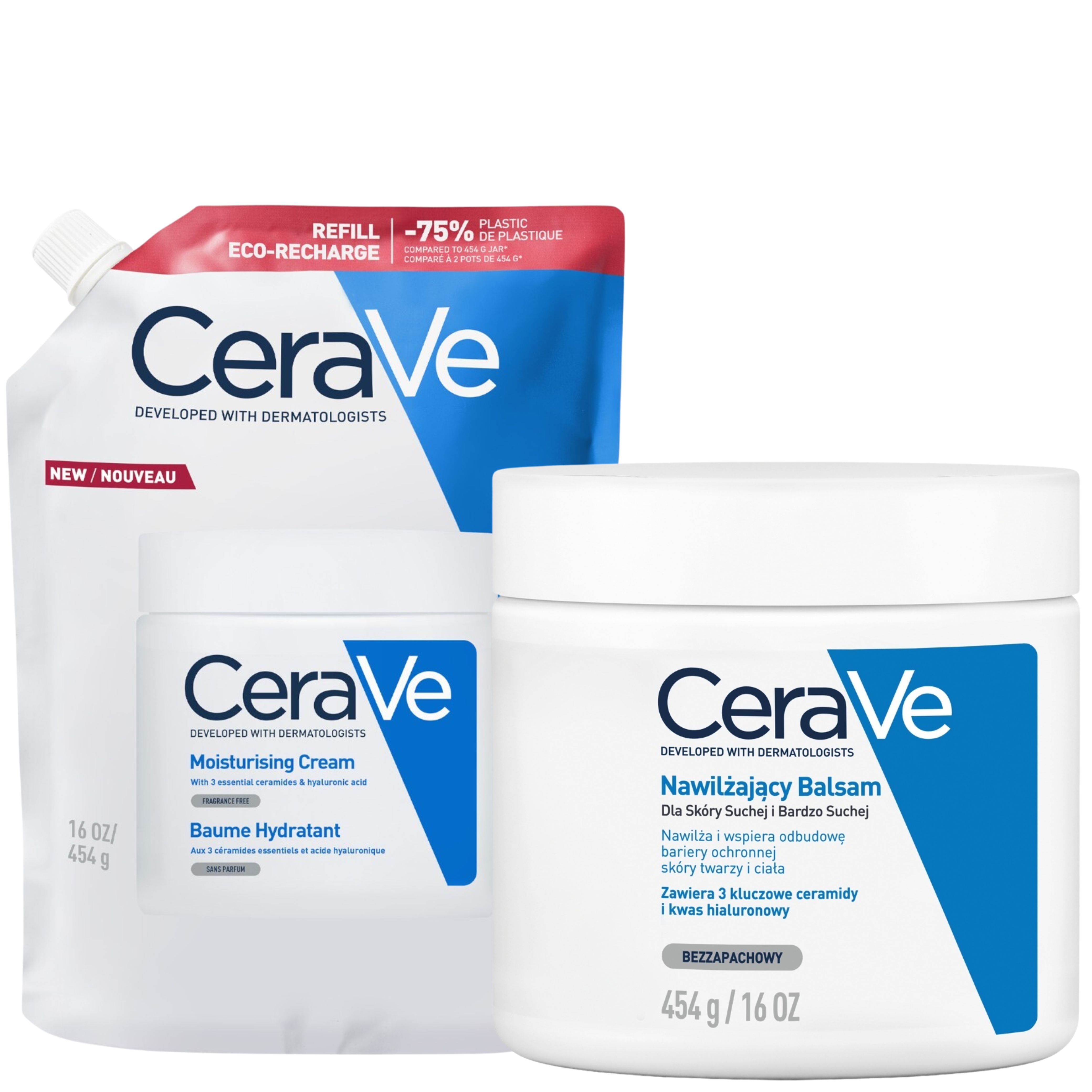 Cerave Zestaw: Balsam nawilżający 454g + Balsam nawilżający Refill 454g