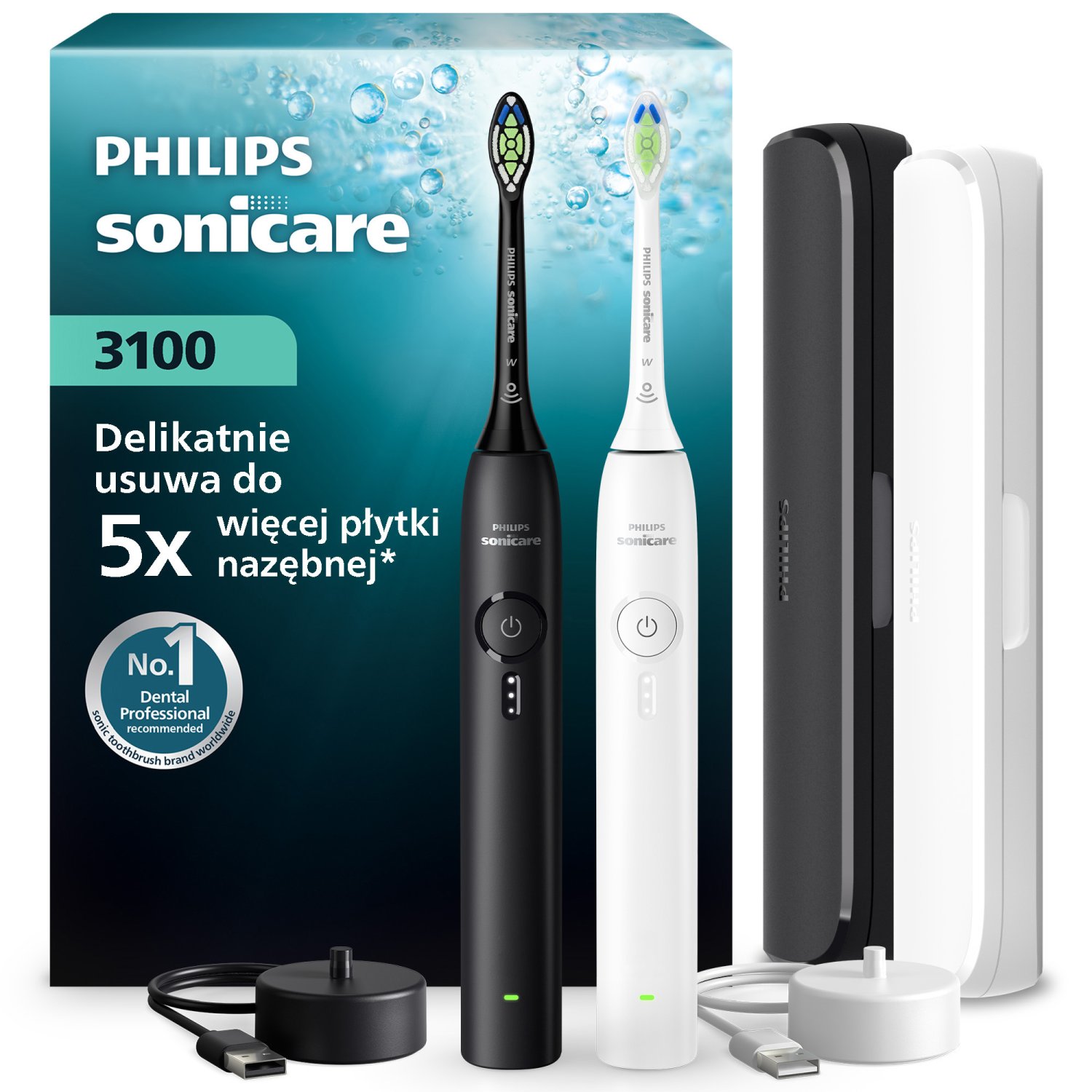 Philips Sonicare Szczoteczka soniczna HX4072/73 biała + czarna (dwupak)