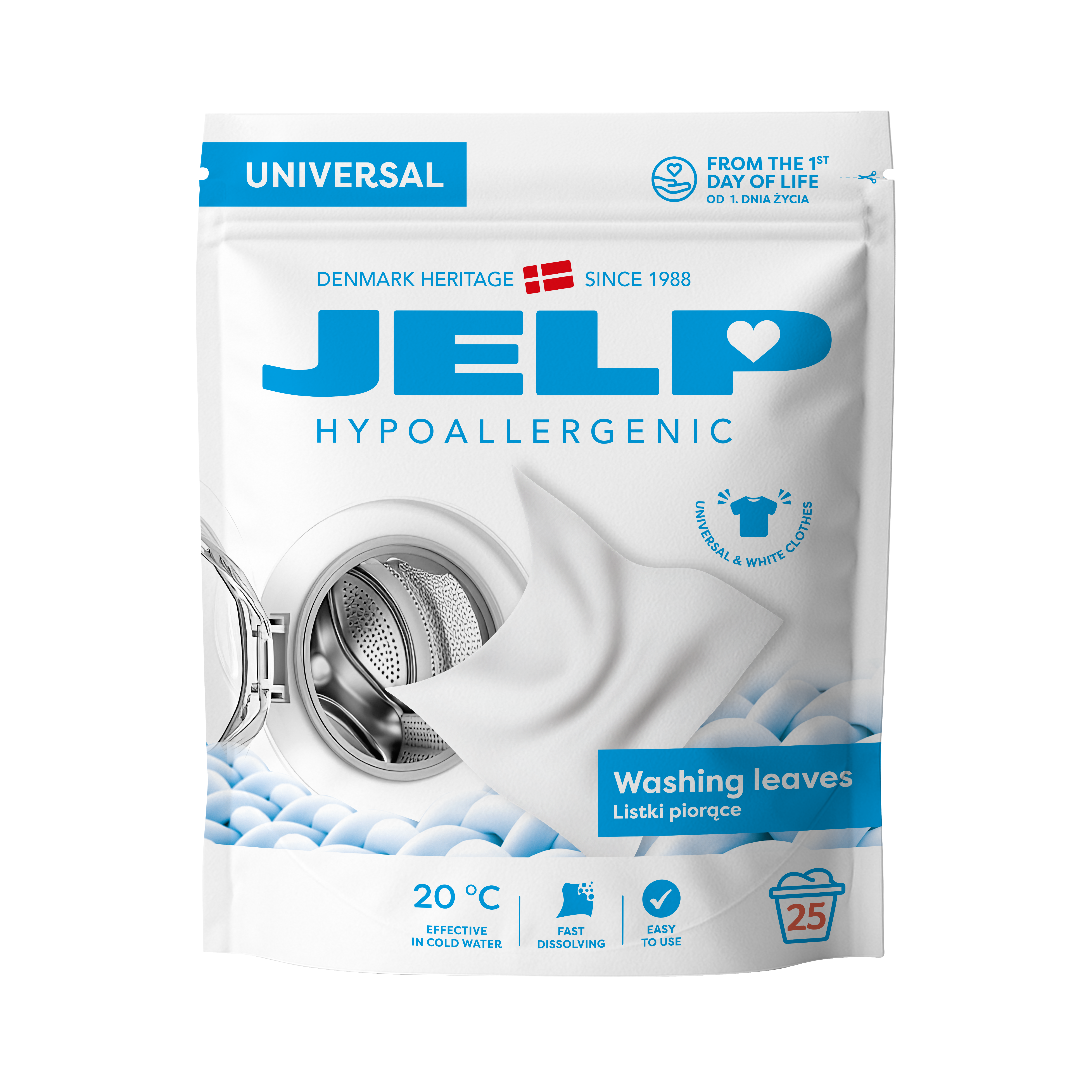 Jelp Hypoallergenic Listki do prania - universal, 25 szt.