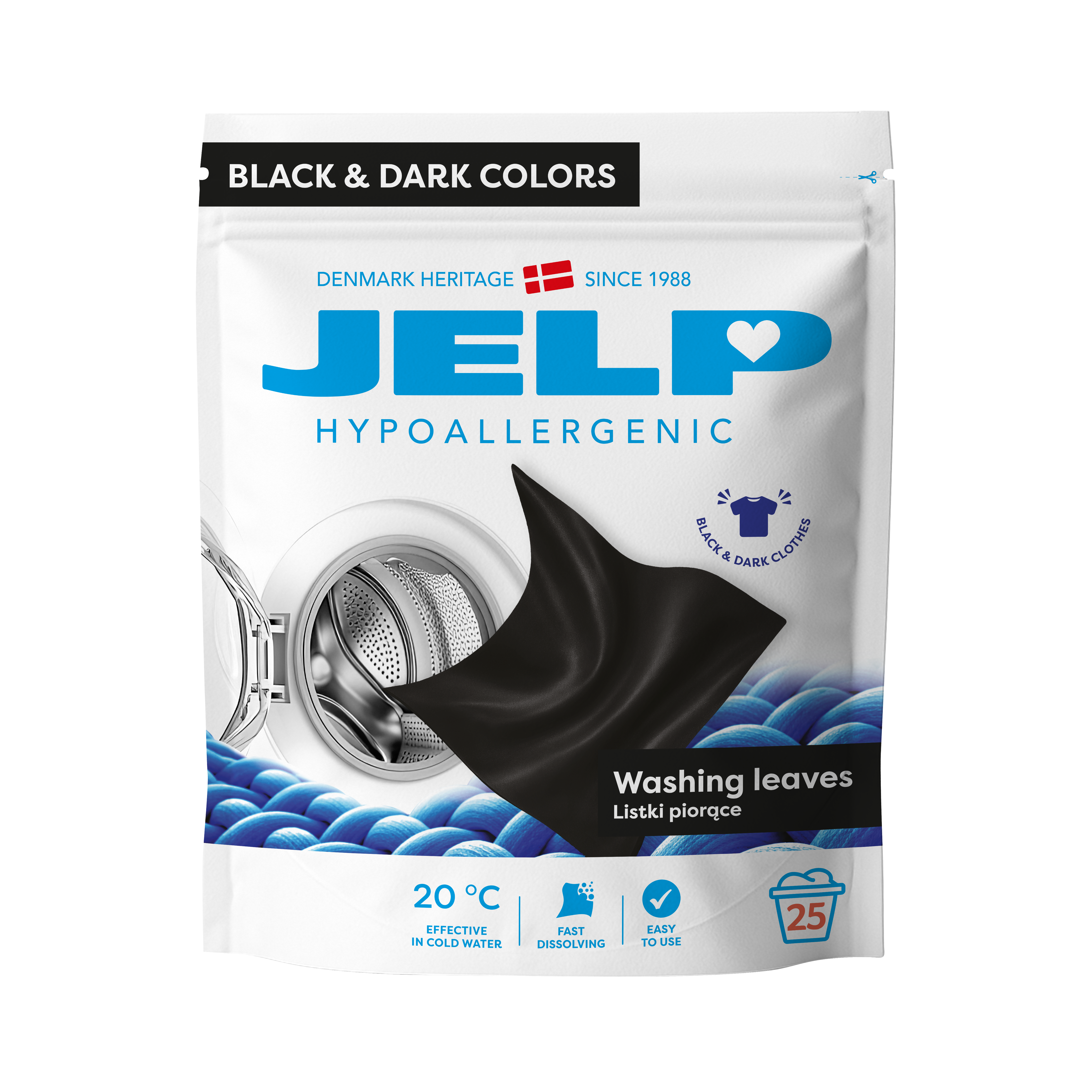 Jelp Hypoallergenic Listki do prania - black 25 szt.