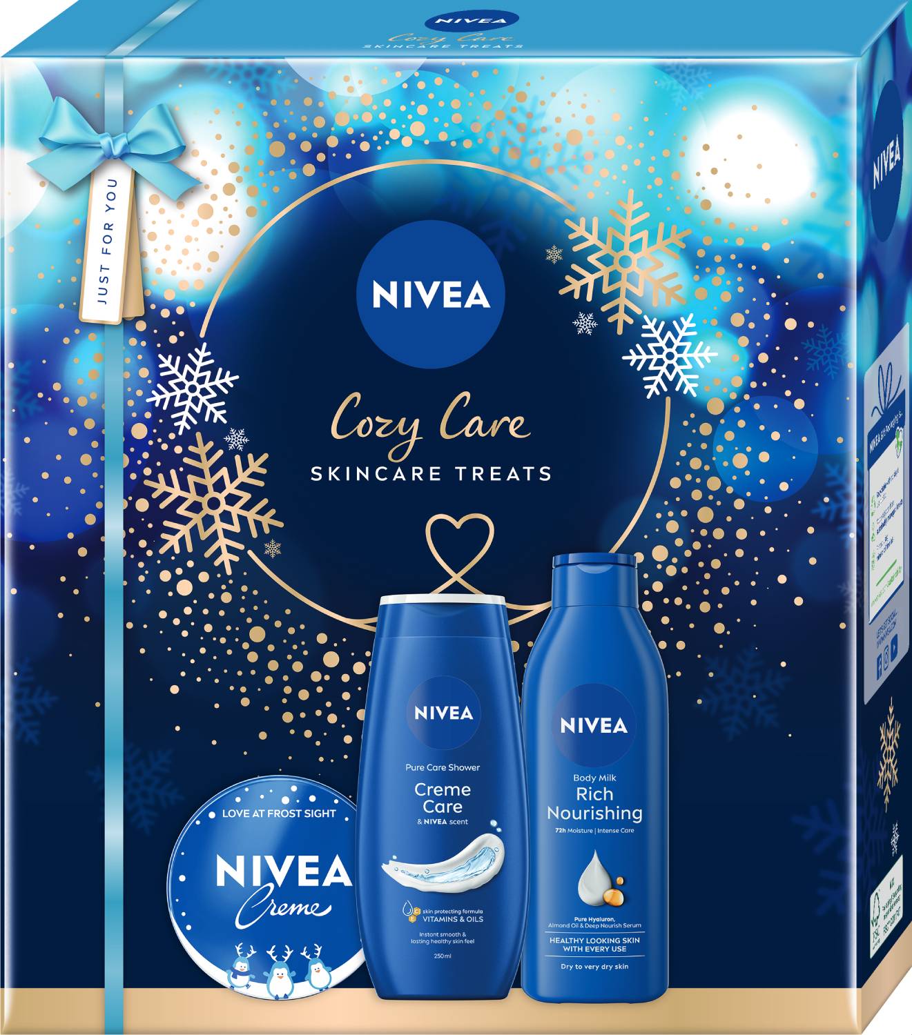 Nivea Zestaw Cozy Care: SG 250 ml + Krem uniwersalny 150 ml + Mleczko do ciała 250 ml
