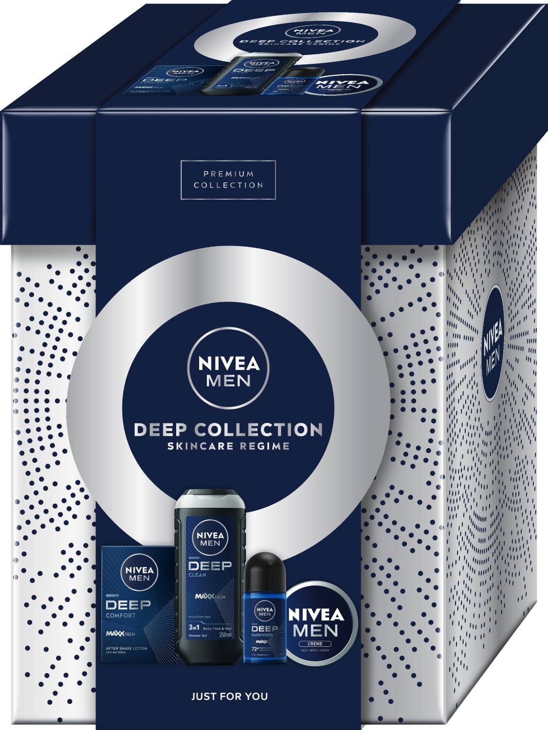 Nivea Zestaw Deep Collection: Deo AP 50 ml + Krem uniw. 75 ml + SG 250 ml + Woda A/S 100