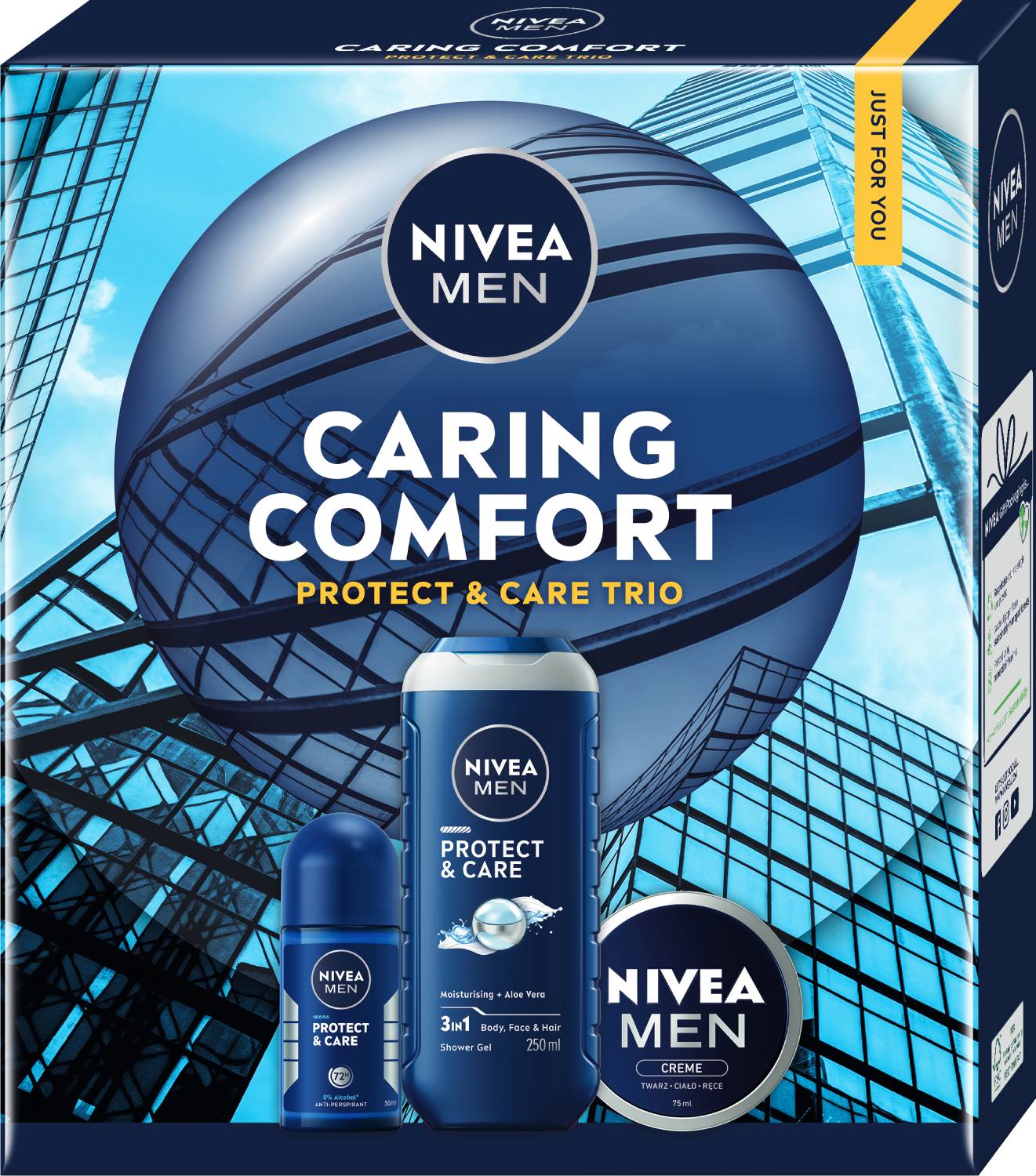 Nivea Zestaw Caring Comfort: SG 250 ml + Deo AP 50 ml + Krem uniwersalny 75 ml
