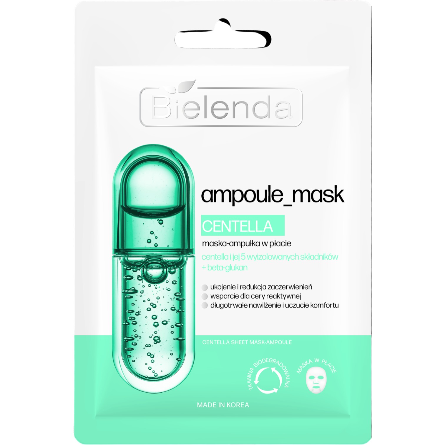 Bielenda Ampoule Mask Centella, Maska-ampułka w płacie 