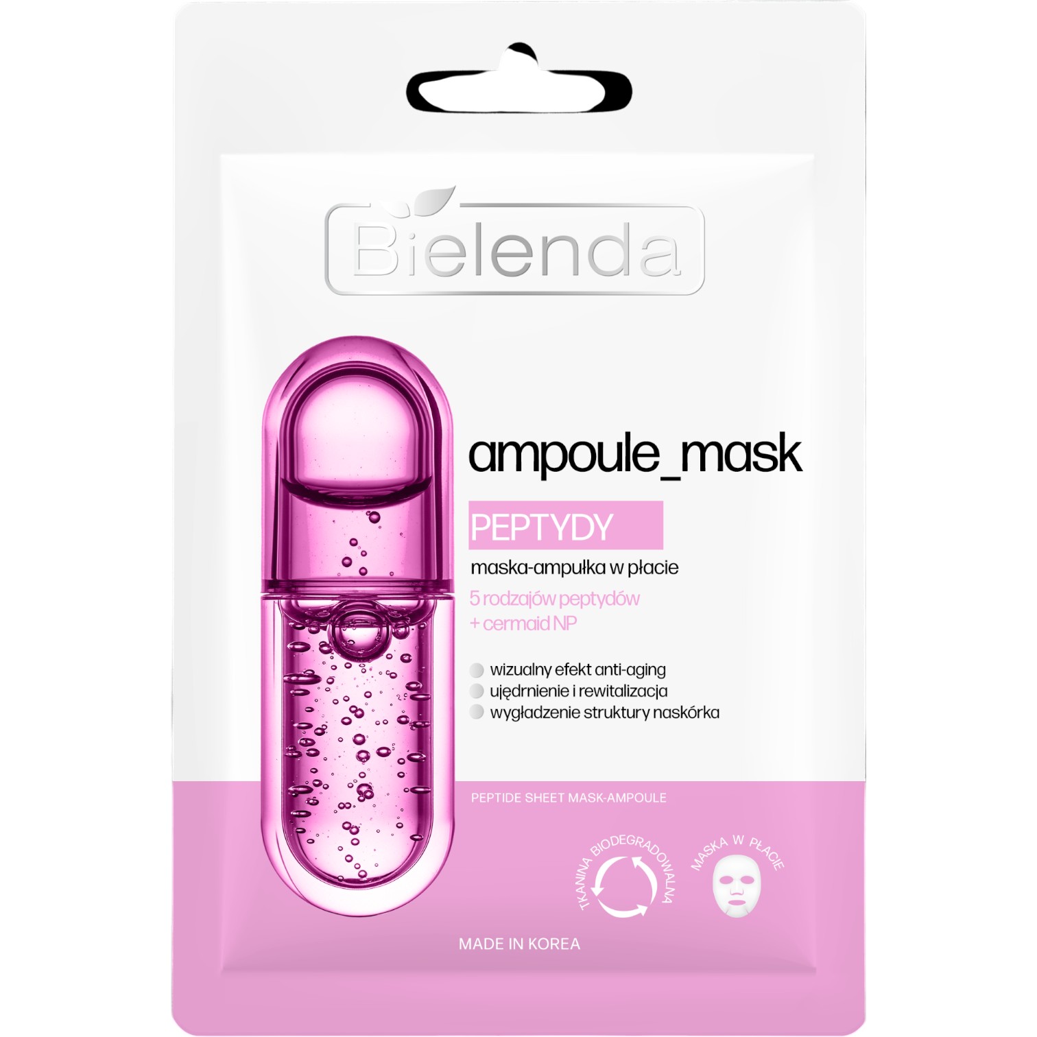 Bielenda Ampoule Mask Peptydy, Maska-ampułka w płacie 