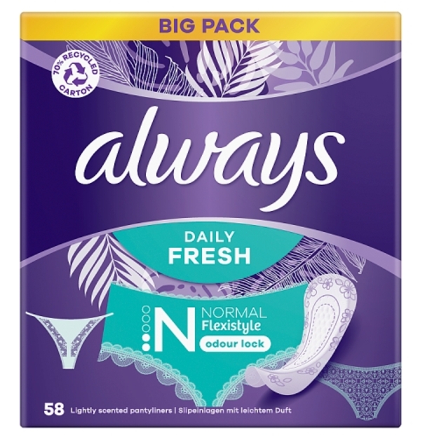 Always Dailies Flexistyle Normal Salvaslip 58 pz