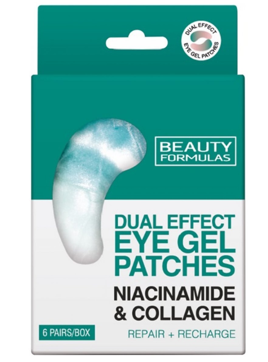Beauty Formulas Patch Gel per il Contorno Occhi Doppio Effetto Niacinamide & Collagene 12 pz