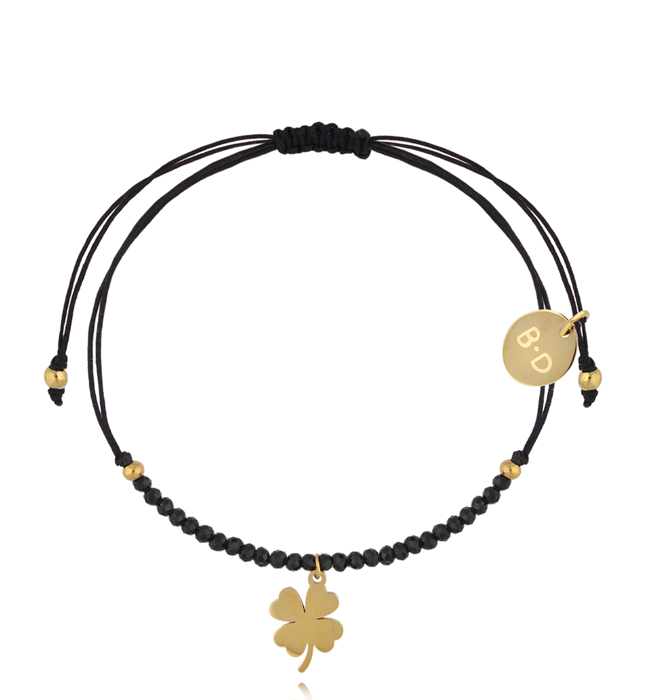 By Dziubeka Bransoletka z kryształkami i koniczynką