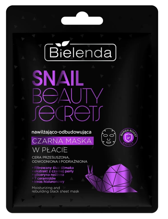 Bielenda Snail Beauty Secrets Maschera Nera Idratante Rigenerante in Tessuto