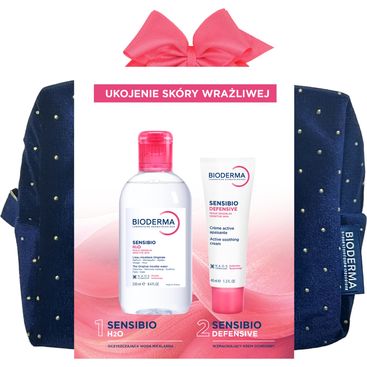 Bioderma zestaw: Sensibio Defensive Krem + Sensibio H2O Płyn 500 ml