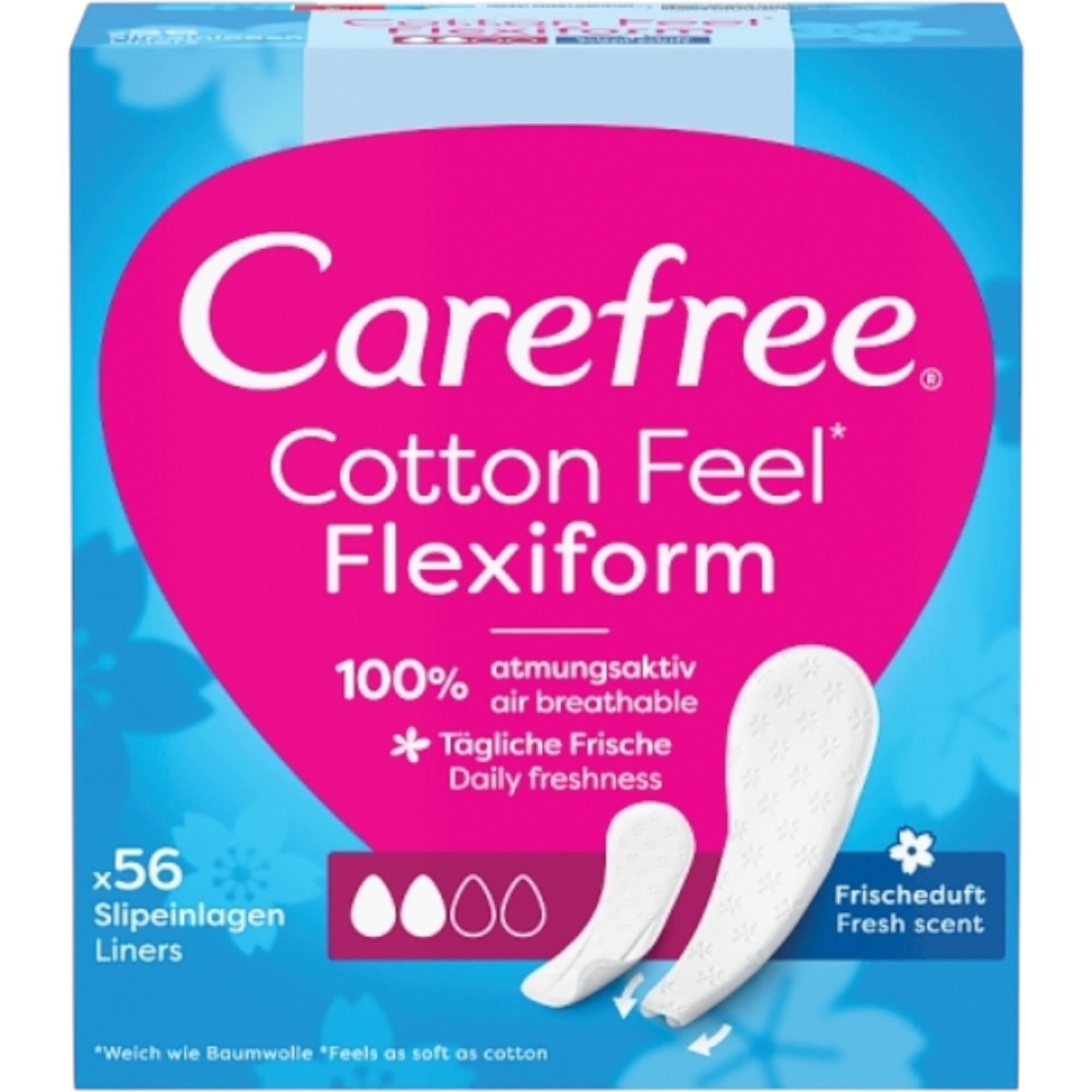 Carefree Cotton Flexi Form Fresh Wkładki higieniczne, 56 szt.