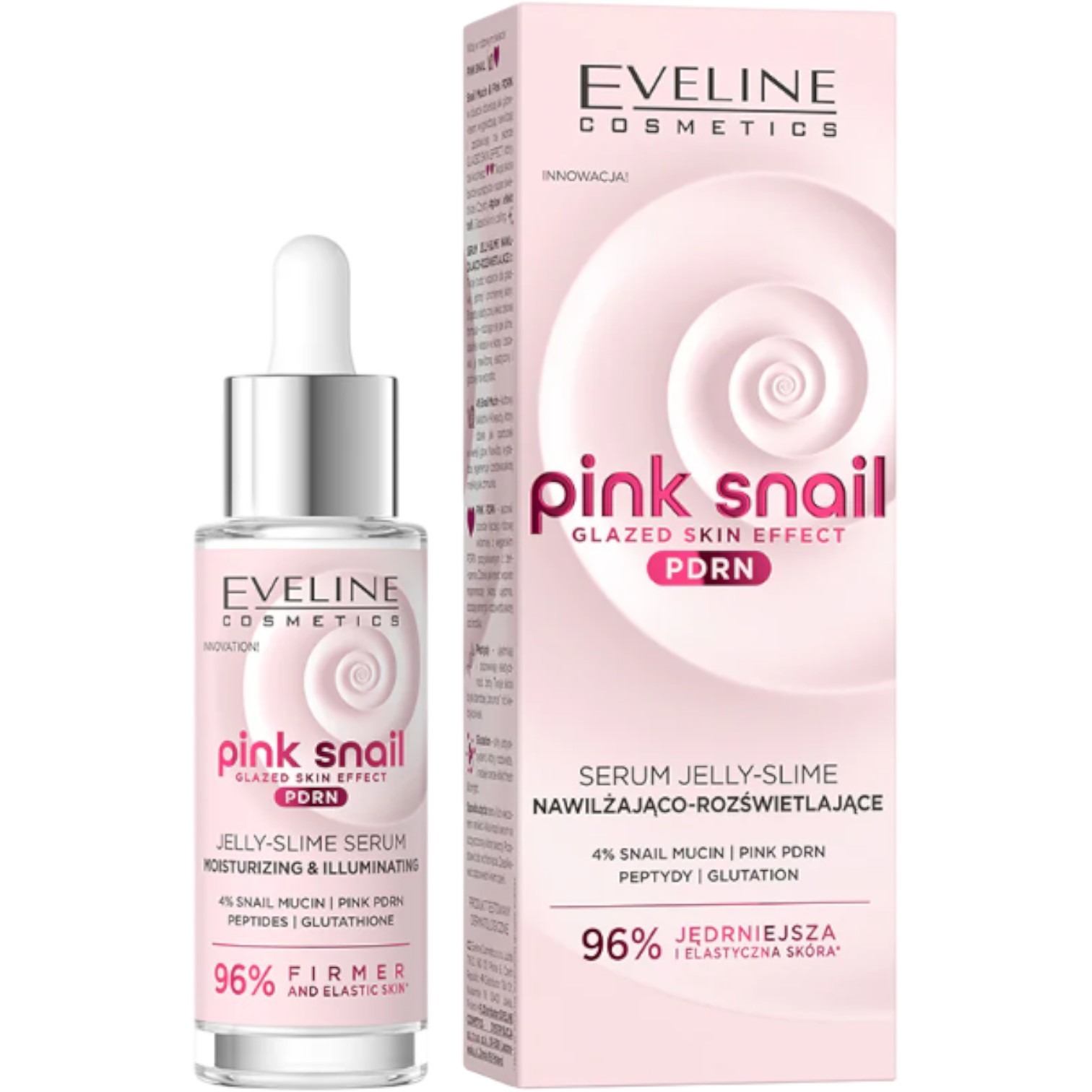 Eveline Pink Snail Serum nawilżająco-rozświetlające, 30 ml