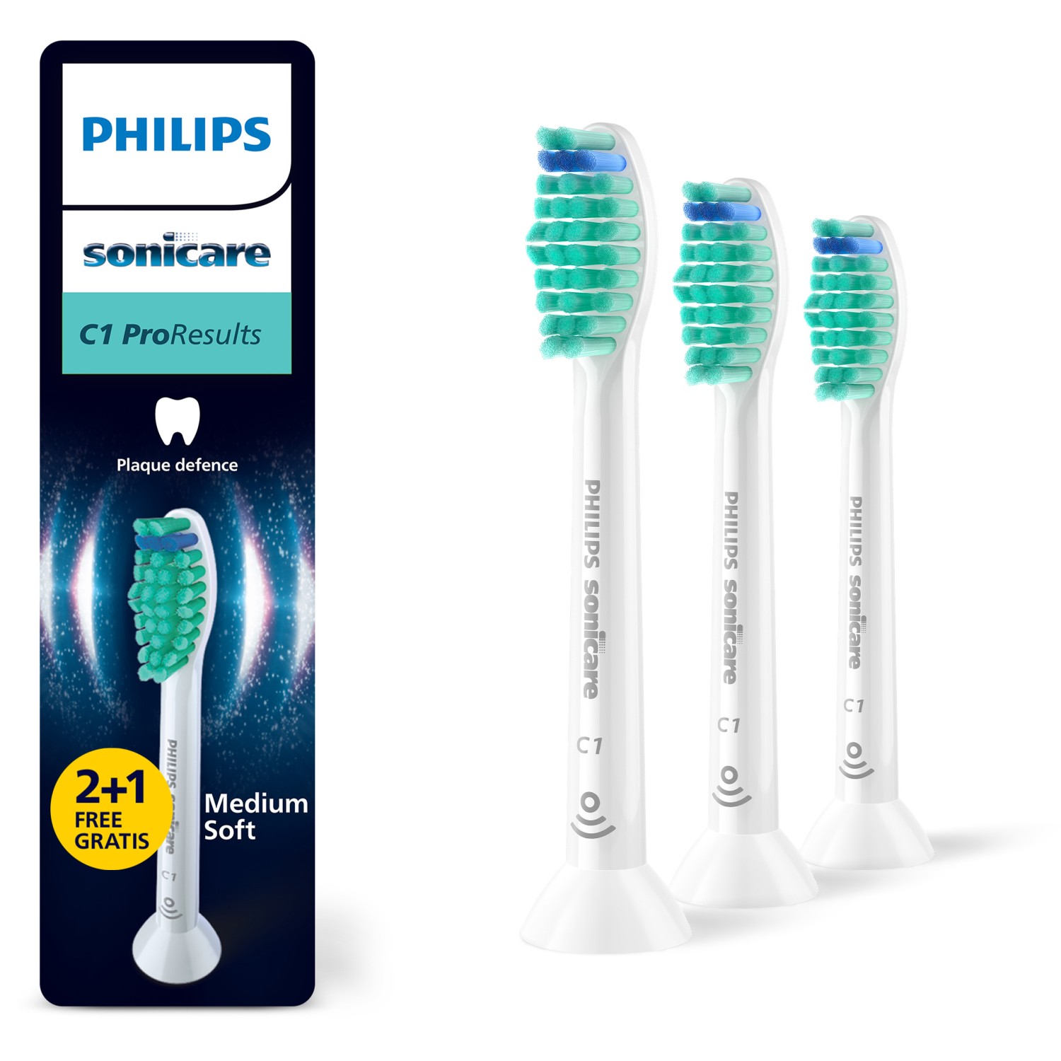 Philips Sonicare Końcówki C1 Pro Results HX6013/87 białe 2+1gratis