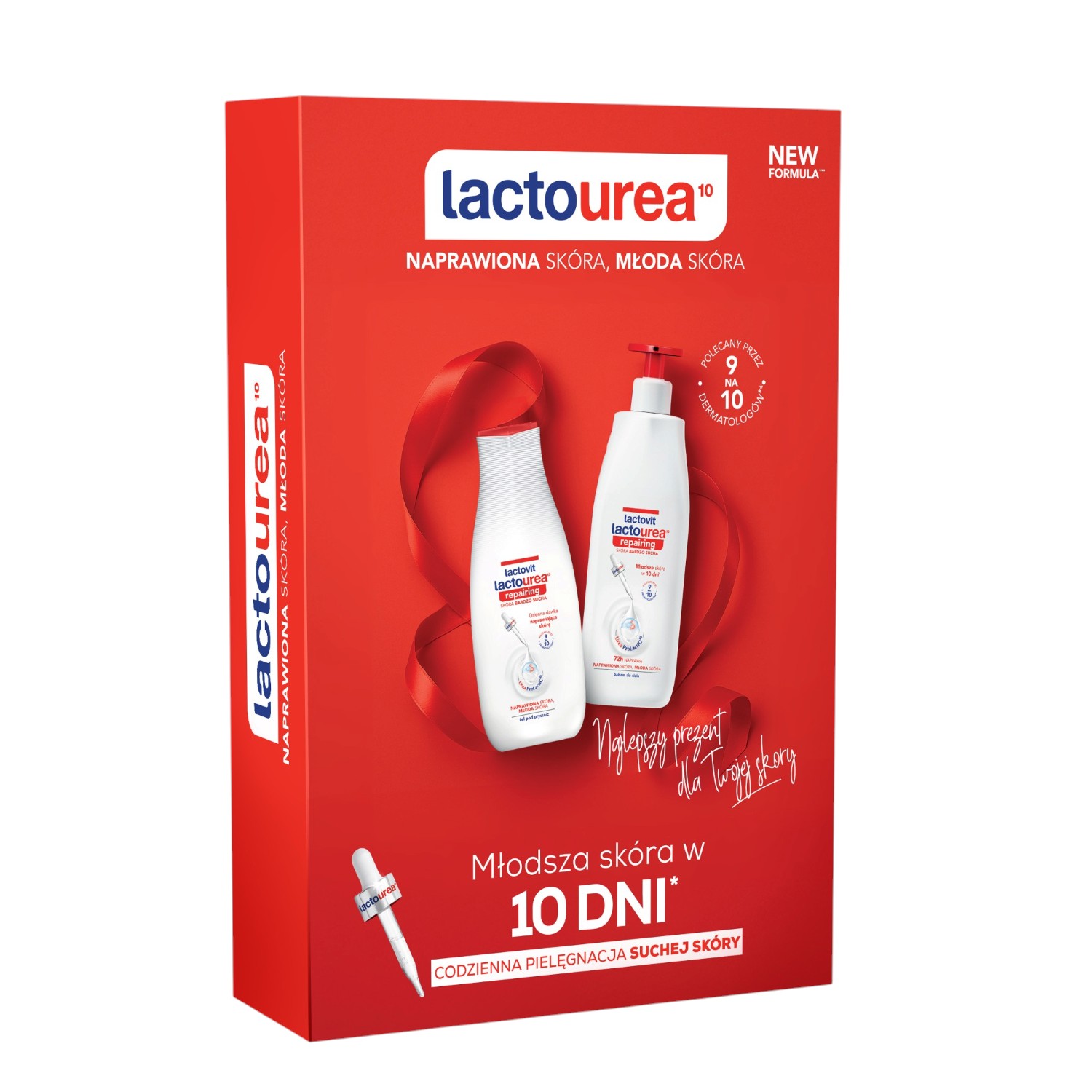 Lactovit Zestaw Lactourea: Kremowy żel do kąpieli 500 ml + Balsam do ciała 400 ml