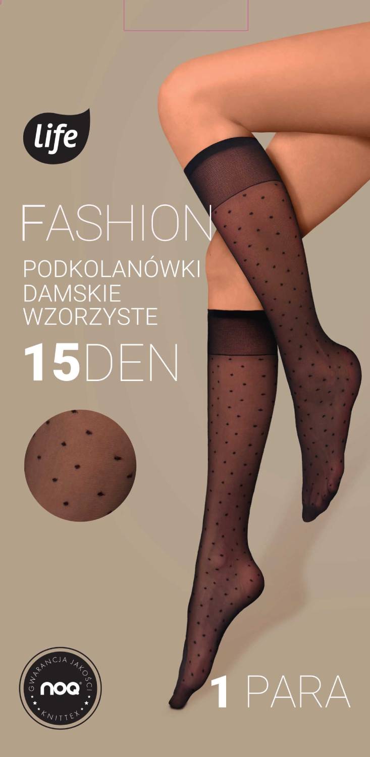 Life Podkolanówki Fashion wzór Kropeczki 15 den uniwersalny nero