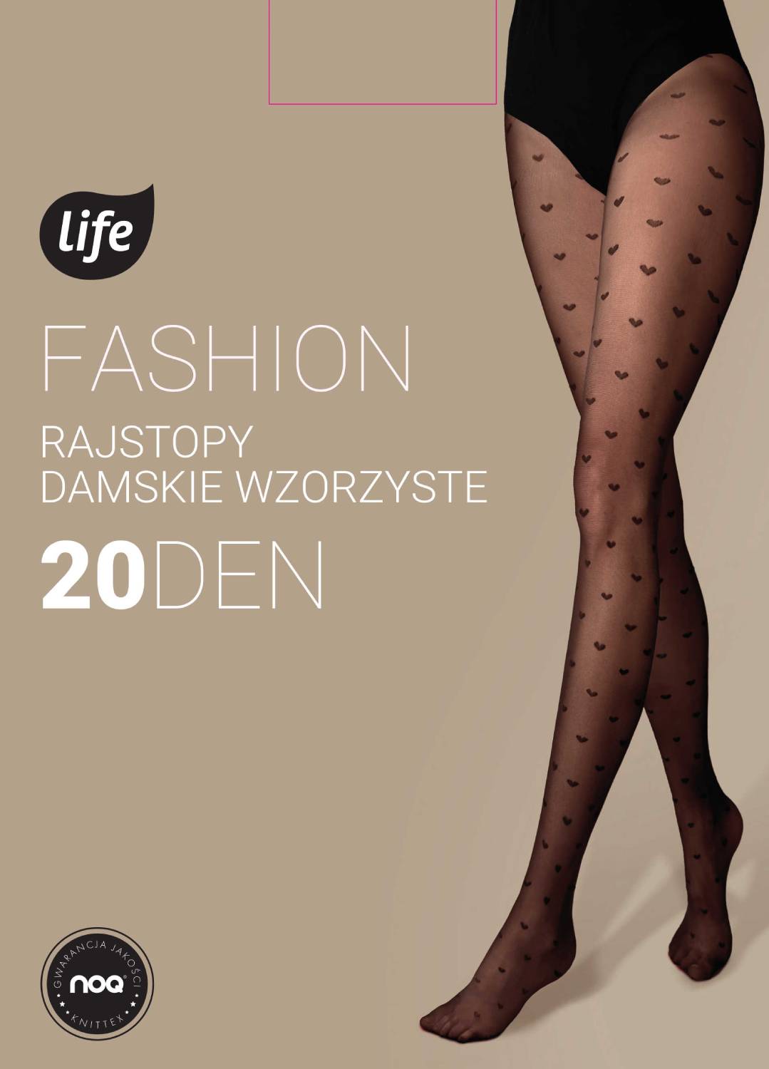 Life Rajstopy Fashion wzór Serca 20 den, Nero