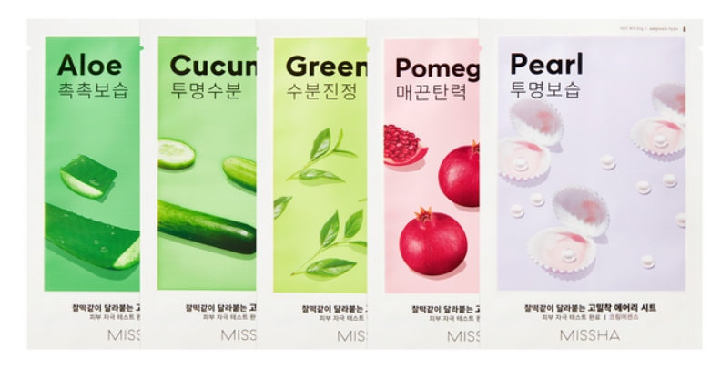 Missha Airy Fit Mask, Zestaw 5 Masek w Płachcie