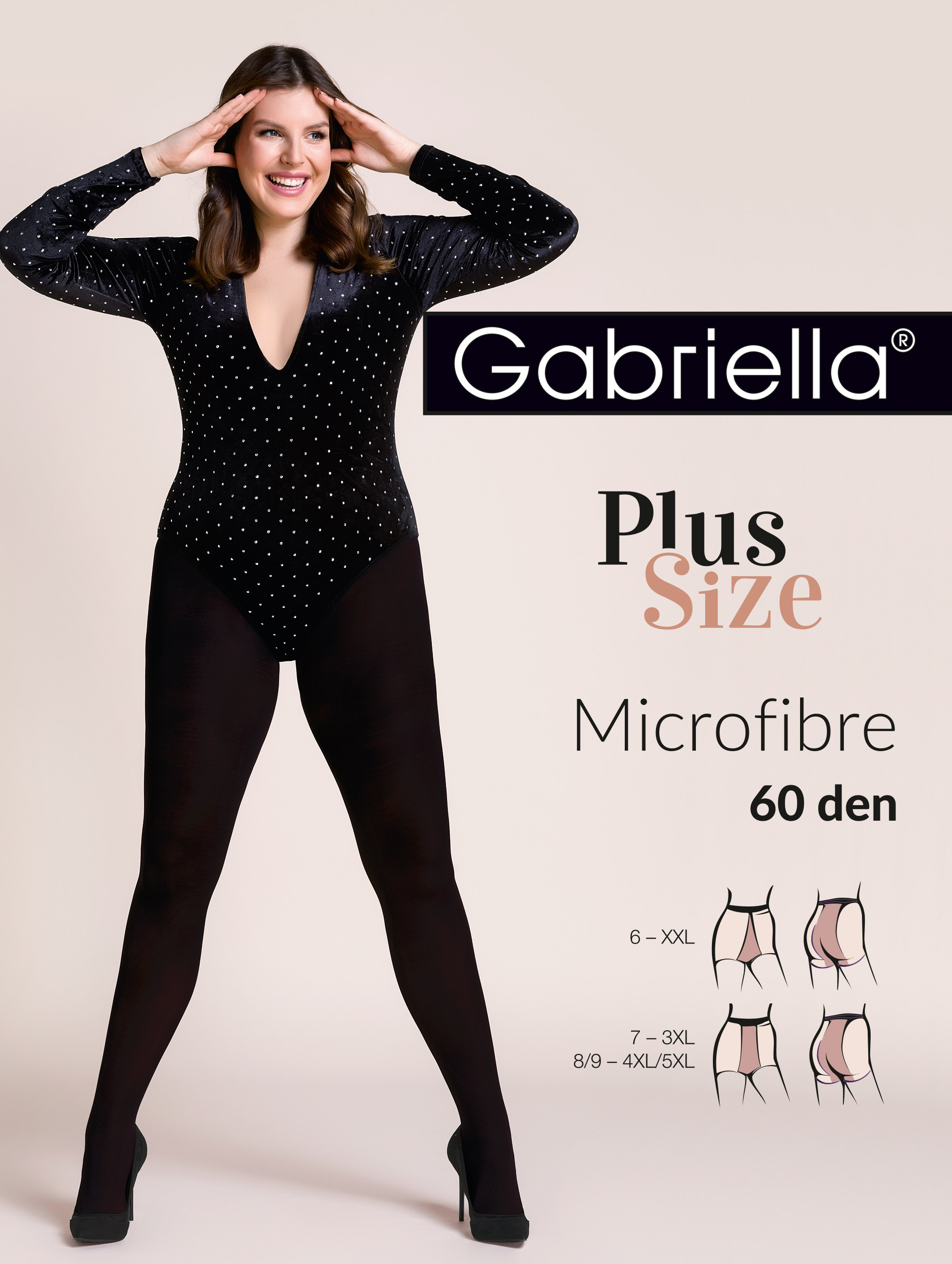 Gabriella Rajstopy Microfibre 60 den, Plus size nero