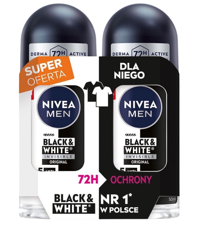 Nivea Deo Men Roll-on Black & White Duopack 2x50 ml