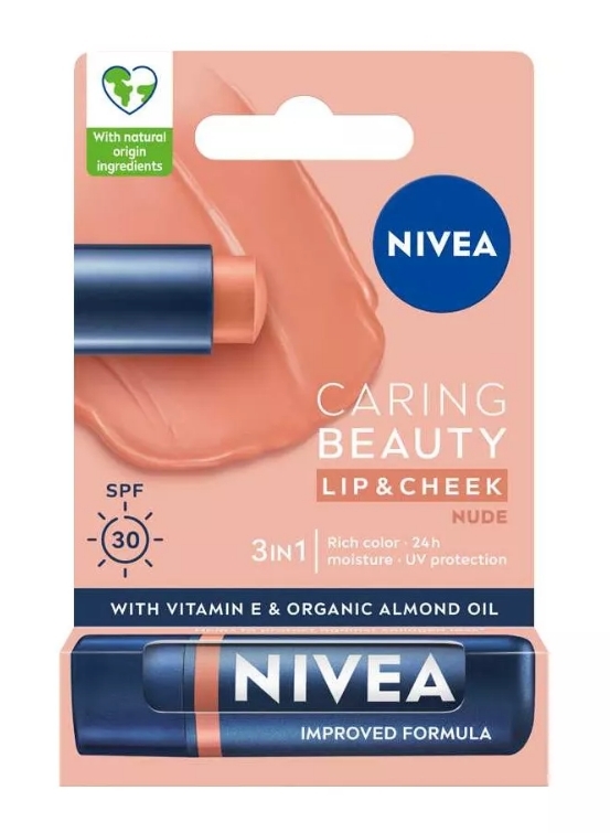 Nivea Balsamo Labbra Idratante Caring Beauty 3in1 Nude 4,8 g