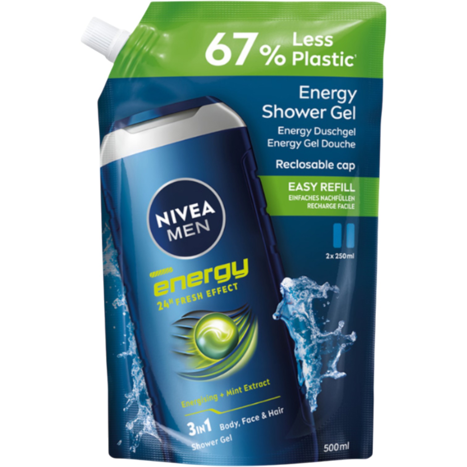 Nivea Żel pod prysznic Energy, Refill, 500ml 