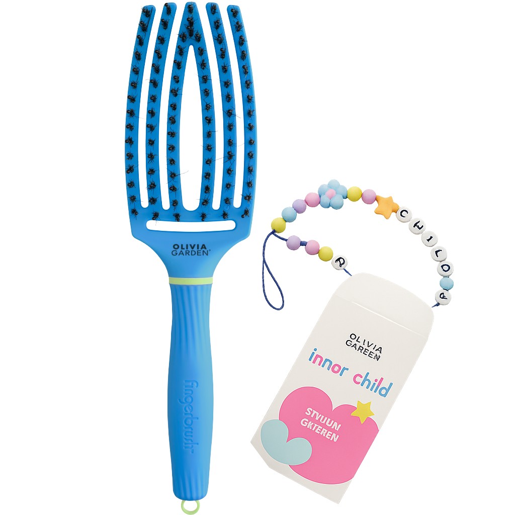 Olivia Garden Fingerbrush Care Iconic Boar&Nylon, Turbo Blue 