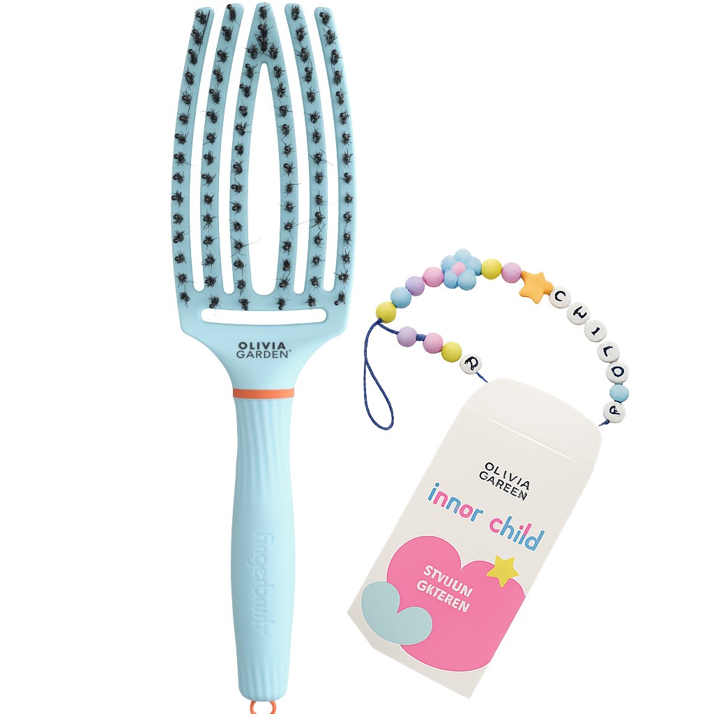 Olivia Garden Fingerbrush Care Iconic Boar&Nylon, Bubble Blue