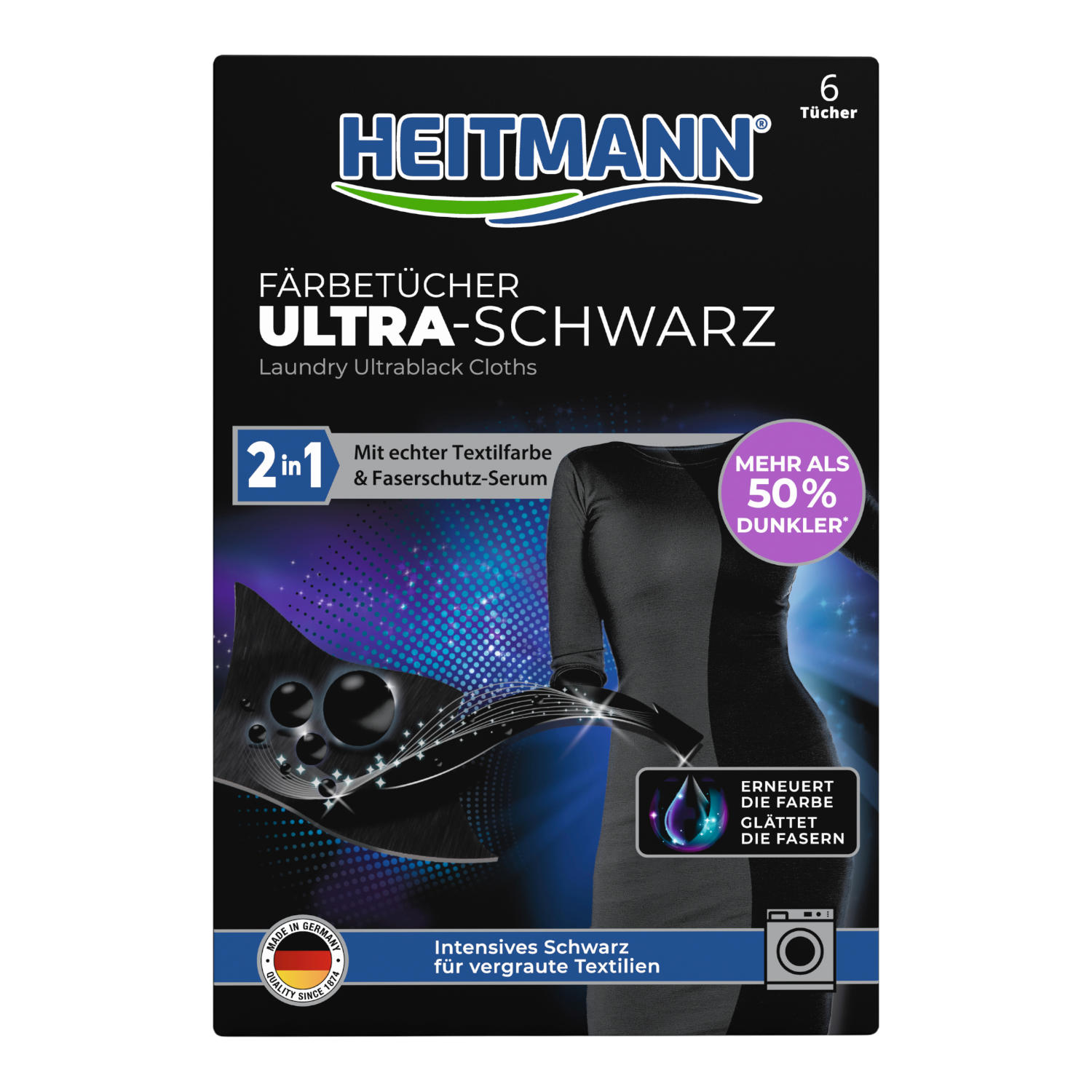 Heitmann Chusteczki przywracające czerń 6 szt.
