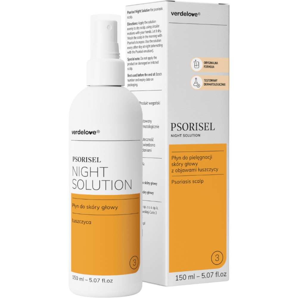 Verdelove Psorisel  Night Solution, Płyn do pielęgnacji skóry głowy z objawami łuszczycy