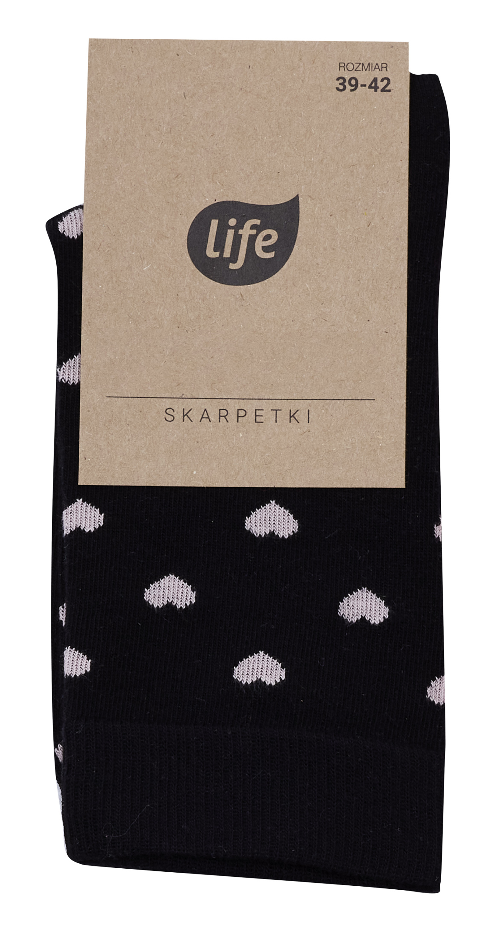 Life Skarpety bawełniane Hipster wzór Hearts Black, 39-43
